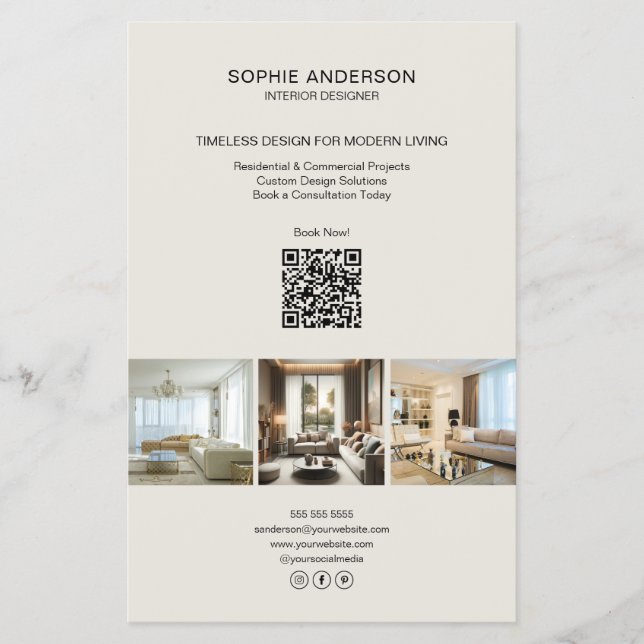 Prospectus 14 Cm X 21,6 Cm Photo personnalisée moderne QR Professionnel (Devant)
