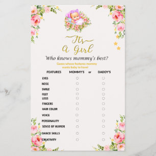 Prospectus 14 Cm X 21,6 Cm Pink and Gold Flower thème c'est un baby shower fi