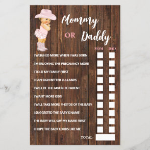 Prospectus 14 Cm X 21,6 Cm Pink Cowgirl Maman ou Papa Said Baby shower Carte 