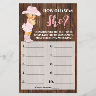 Prospectus 14 Cm X 21,6 Cm Pink Cowgirl Quel âge avait-elle Baby shower Jeu