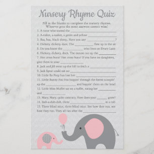 Prospectus 14 Cm X 21,6 Cm Pink Elephant Baby shower Nursery Rhyme Jeu