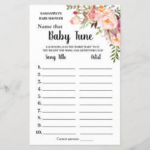 Prospectus 14 Cm X 21,6 Cm Pink Name Baby tune bilingue carte de jeu de douch