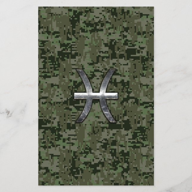 Prospectus 14 Cm X 21,6 Cm Pisces Zodiac Sign on Woodland Camouflage numériqu (Devant)