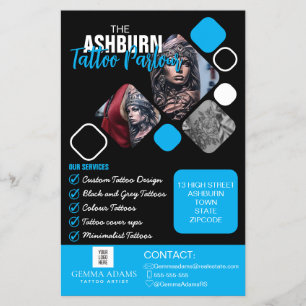 Prospectus 14 Cm X 21,6 Cm Poster du tatouage - Personnalisé bleu noir