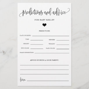 Prospectus 14 Cm X 21,6 Cm Prédiction et conseil pour bébé, calligraphie, car