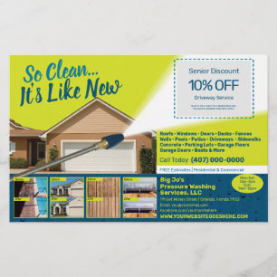 Prospectus 14 Cm X 21,6 Cm Pressure Power Washing Half Page Flyer Template