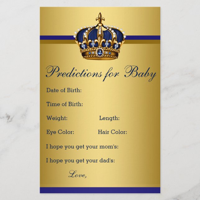 Prospectus 14 Cm X 21,6 Cm Prince Baby shower Conseils Prédiction Cartes de j (Devant)