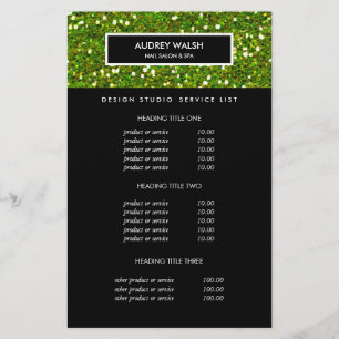 Prospectus 14 Cm X 21,6 Cm Prix et services de luxe Glittery Green Salon
