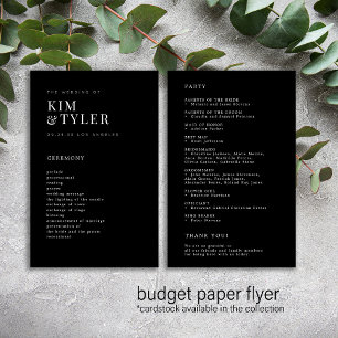 Prospectus 14 Cm X 21,6 Cm Programme de mariage noir simple et moderne