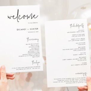 Prospectus 14 Cm X 21,6 Cm Programme de papier Mariage modifiable minimaliste