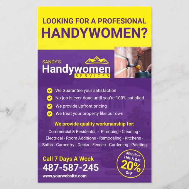 Prospectus 14 Cm X 21,6 Cm Purple Handy Business Flyer - Home Business (Devant)