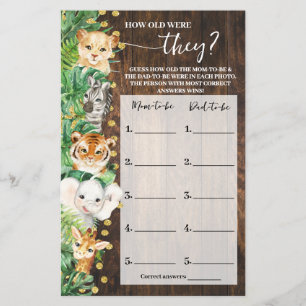 Prospectus 14 Cm X 21,6 Cm Quel âge avaient-ils Safari Baby shower Game Card