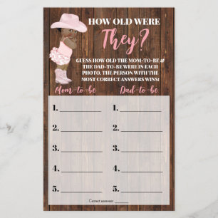 Prospectus 14 Cm X 21,6 Cm Quel Âge Avaient-Ils Une Cowgirl Baby shower Carte