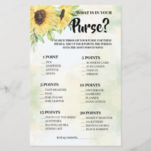 Prospectus 14 Cm X 21,6 Cm Qu'est-ce que dans votre sac Sunflower Shower Game