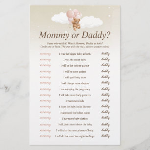 Prospectus 14 Cm X 21,6 Cm Qui a dit Jeu de Baby Shower Ourson Rose