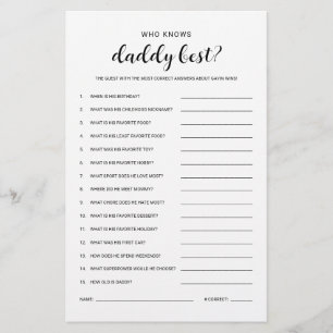 Prospectus 14 Cm X 21,6 Cm Qui Connaît Daddy Budget Friendly Baby shower Jeu