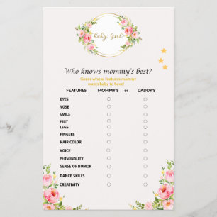 Prospectus 14 Cm X 21,6 Cm Qui connaît maman meilleur Baby shower jeu