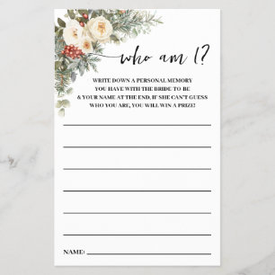 Prospectus 14 Cm X 21,6 Cm Qui suis-je? Carte de jeu de Baby Shower de Fleurs