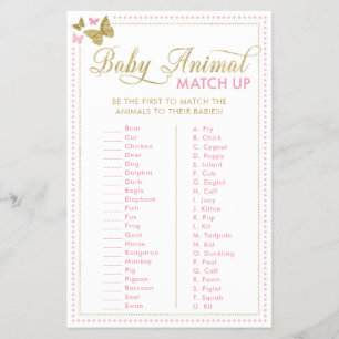 Prospectus 14 Cm X 21,6 Cm Quiz sur les bébés animaux Jeu de Baby Shower