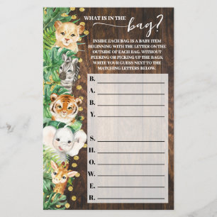 Prospectus 14 Cm X 21,6 Cm Qu'y a-t-il dans le jeu de Baby shower Safari rust