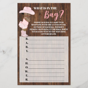 Prospectus 14 Cm X 21,6 Cm Qu'y a-t-il dans le sac AA Cowgirl Baby shower Gam