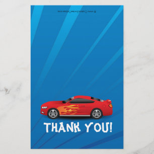 Prospectus 14 Cm X 21,6 Cm Race Car Flames Boy's Birthday Merci Fold-Over