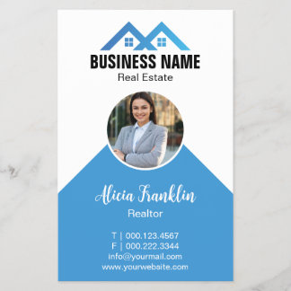 Prospectus 14 Cm X 21,6 Cm Realtor Modern Blue Real Estate Agent Photo 