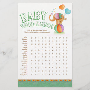 Prospectus 14 Cm X 21,6 Cm Recherche de mots baby shower sur l'éléphant bébé