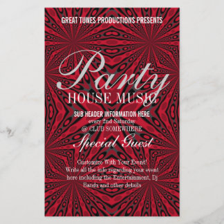 Prospectus 14 Cm X 21,6 Cm Red Tribal Funky Party Music Club Circulaire d'évé