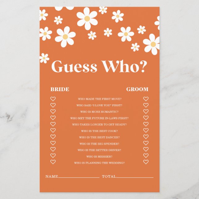 Prospectus 14 Cm X 21,6 Cm Retro Daisy nuptiale douche Jeu (Devant)
