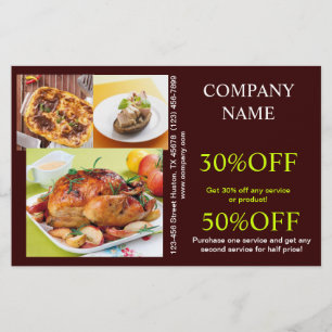 Prospectus 14 Cm X 21,6 Cm Retro Pie poulet épicerie traiteur