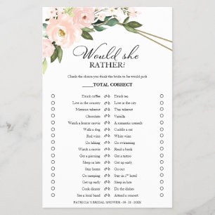 Prospectus 14 Cm X 21,6 Cm Rose Blush Floral Voudrait-Elle Plaire Game Flyer