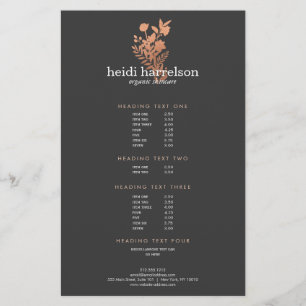 Prospectus 14 Cm X 21,6 Cm Rose Gold Floral Logo Dark Grey Salon Prix