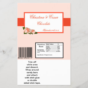 Prospectus 14 Cm X 21,6 Cm Rose Hershey's Large Bar Wrapper Rose/Peach avec L