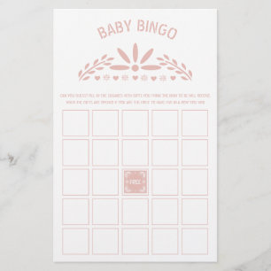 Prospectus 14 Cm X 21,6 Cm Rose or rose Papel Picado Baby shower Bingo