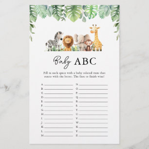 Prospectus 14 Cm X 21,6 Cm Safari Baby shower Jeu - Baby ABC