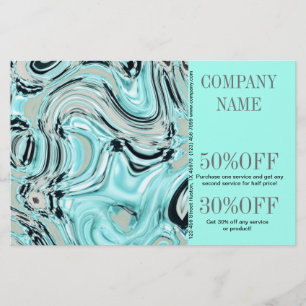 Prospectus 14 Cm X 21,6 Cm Salon d'aquarelle bleu abstrait SPA