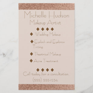 Prospectus 14 Cm X 21,6 Cm Salon de beauté de l'artiste en maquillage Rose Go