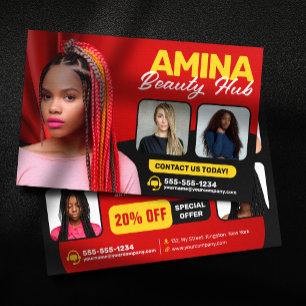 Prospectus 14 Cm X 21,6 Cm Salon de beauté et cheveux roux Coiffeuse Spéciali