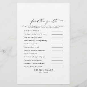Prospectus 14 Cm X 21,6 Cm Script moderne Trouvez la carte de jeu Mariage inv