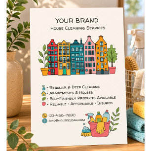 Prospectus 14 Cm X 21,6 Cm Services de nettoyage de maison personnalisés QR