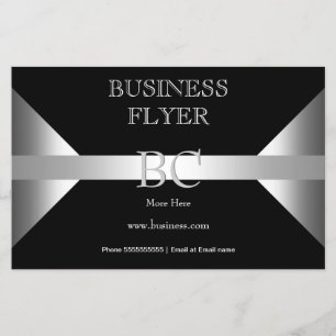 Prospectus 14 Cm X 21,6 Cm Simple Monogramme Argent Noir Blanc 4D3