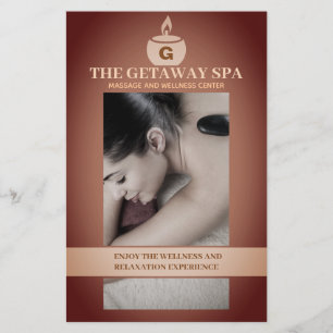 Prospectus 14 Cm X 21,6 Cm Spa and Massage Brown  Beige Flyer with Prices