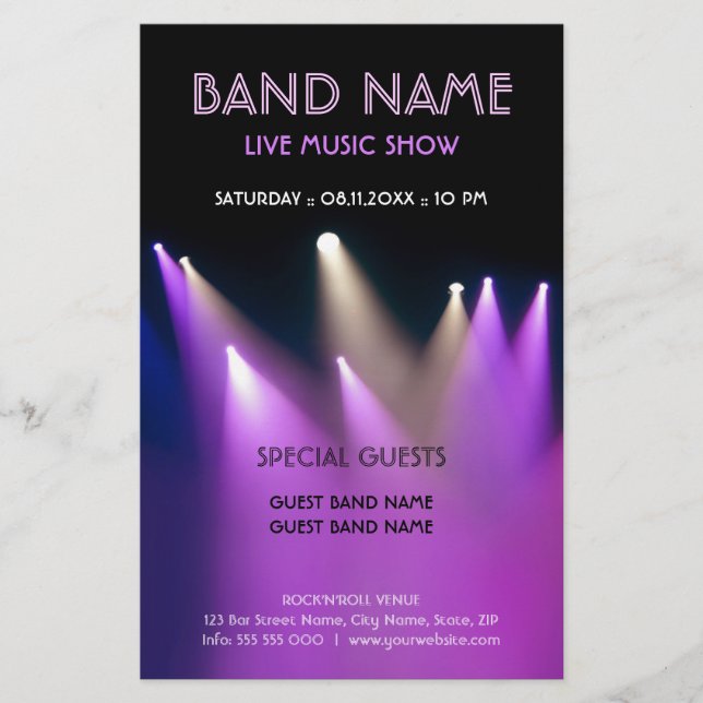 Prospectus 14 Cm X 21,6 Cm Spectacles Concert De Musique Live (Devant)