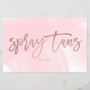 Prospectus 14 Cm X 21,6 Cm Spray tans logo élégant rose or typographie rose