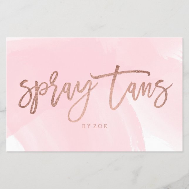 Prospectus 14 Cm X 21,6 Cm Spray tans logo élégant rose or typographie rose (Devant)