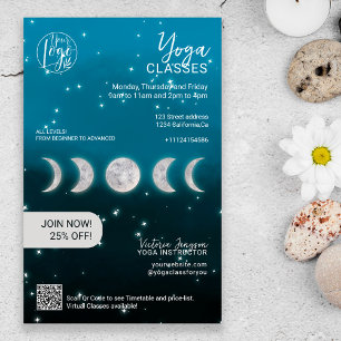 Prospectus 14 Cm X 21,6 Cm Star de la lune bleue Yoga cours de studio d'instr