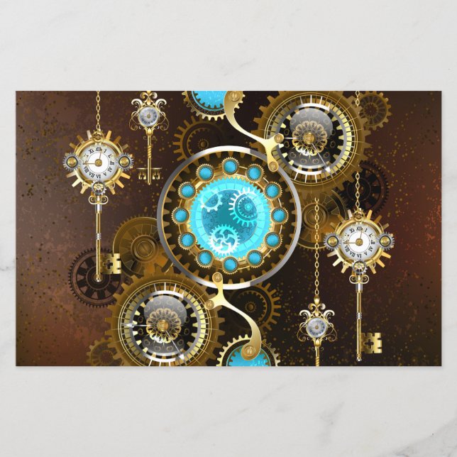 Prospectus 14 Cm X 21,6 Cm Steampunk Rusty Background (Devant)