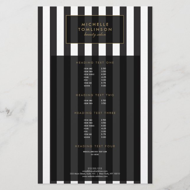 Prospectus 14 Cm X 21,6 Cm Stripes noir et blanc Salon III (Devant)