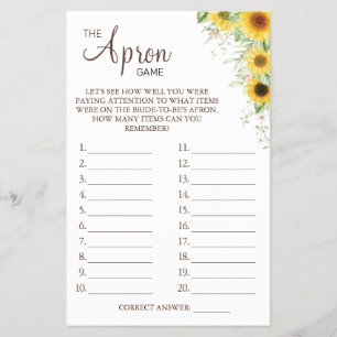 Prospectus 14 Cm X 21,6 Cm Sunflower The Apron Bridal shower game card